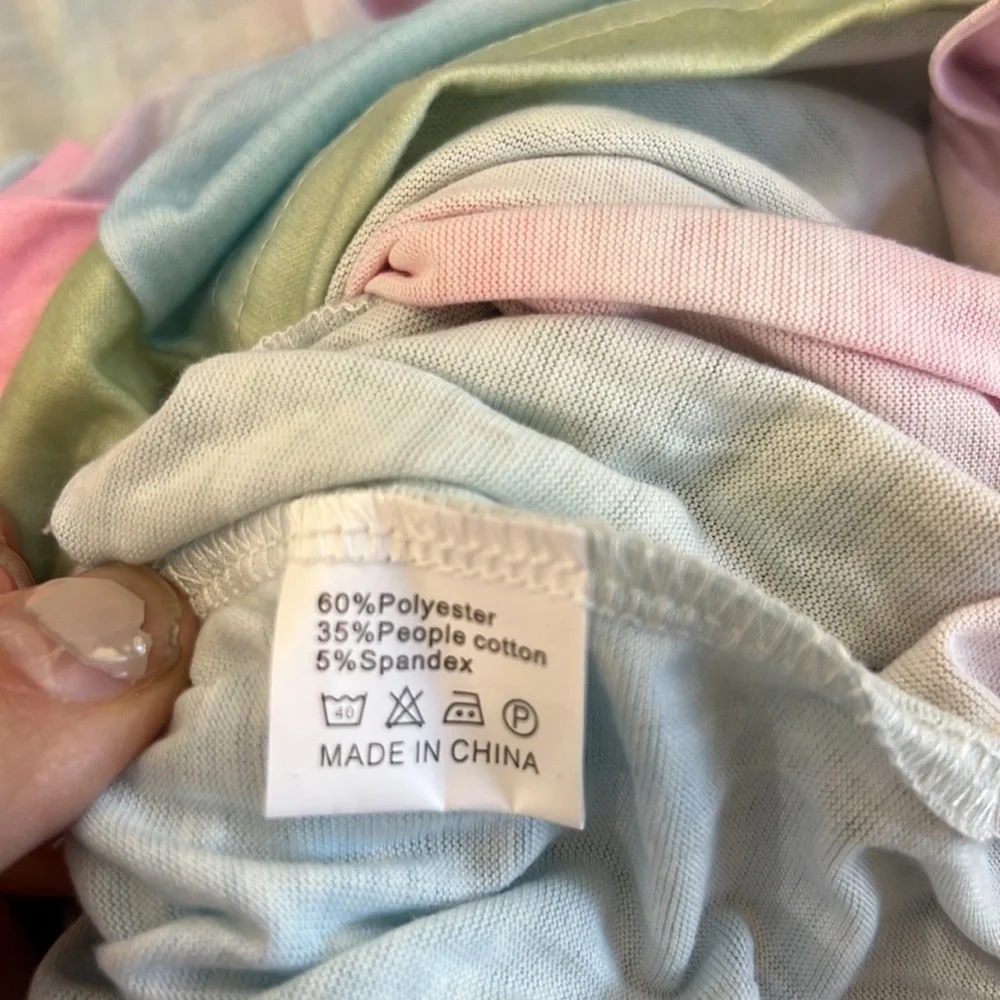 NWOT Pink/Green/BlueTie DyeRomper w/ Elastic Waistband,Pockets&KeyholeBack - Picture 7 of 7